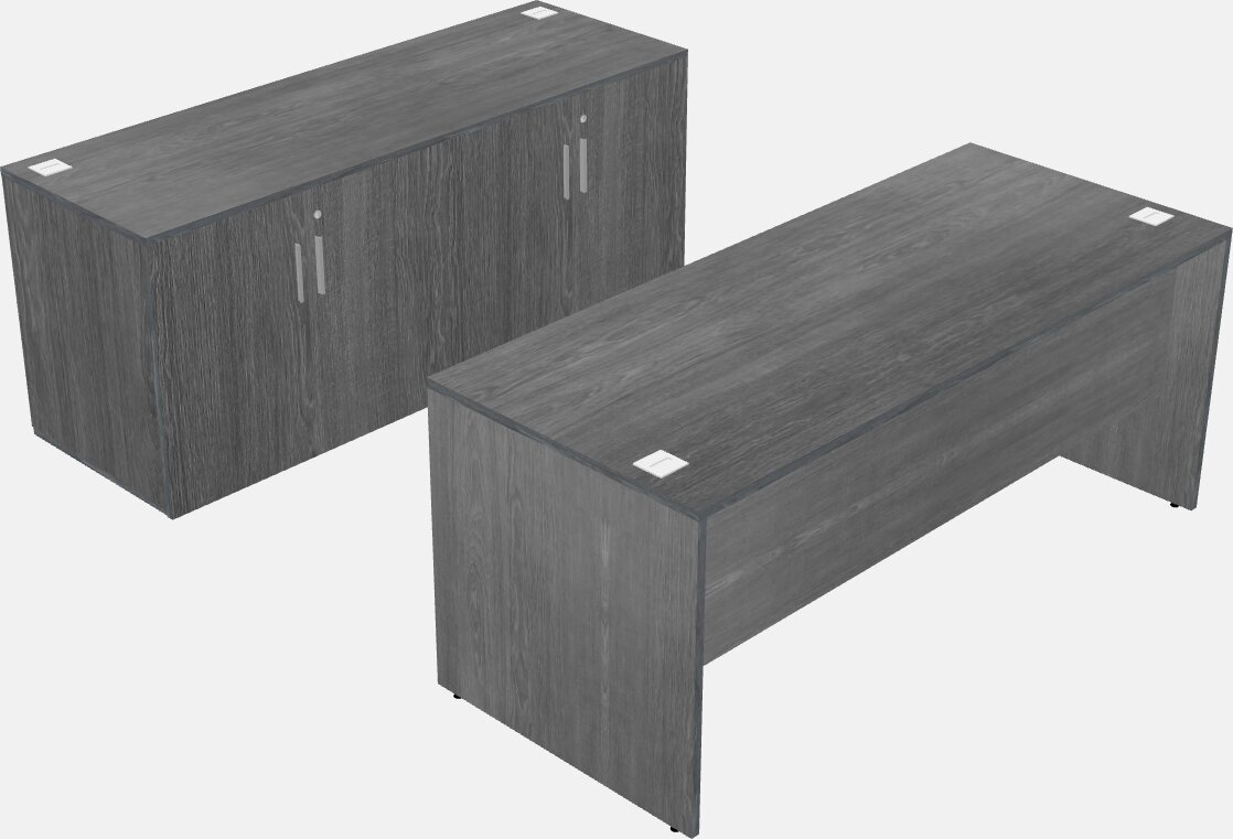 Classic Rectangular Desk With Credenza
