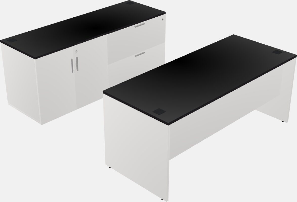 Parallel desk with credenza