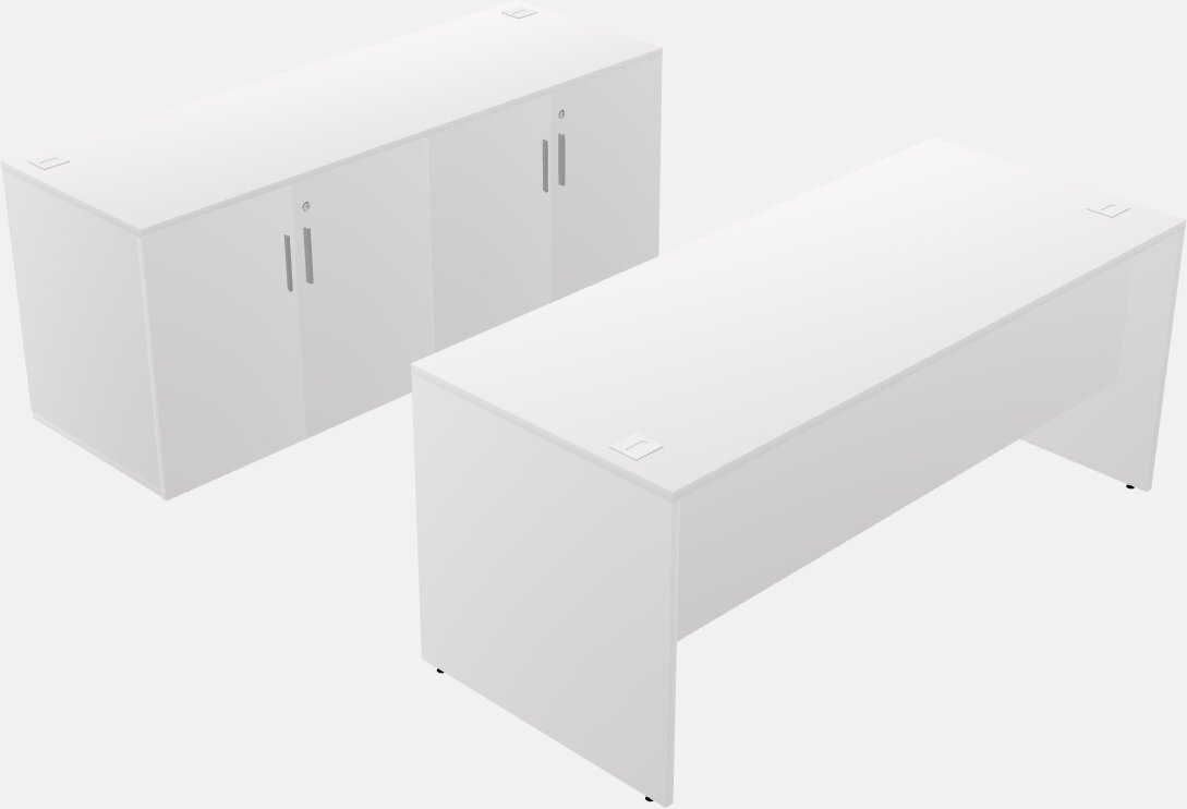 Classic Rectangular Desk With Credenza
