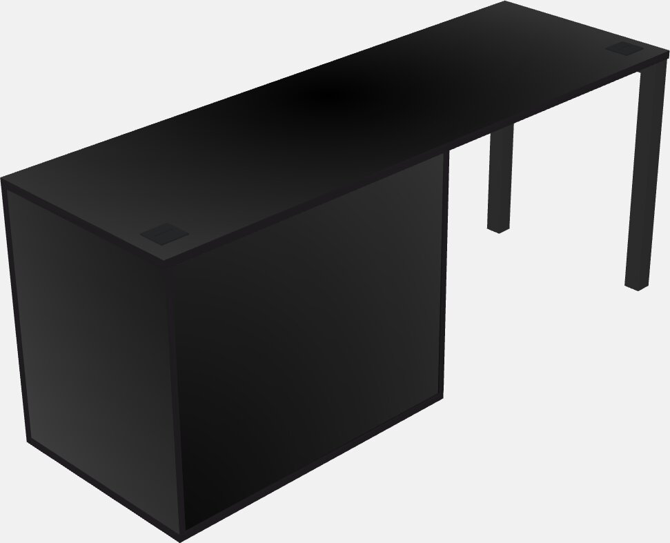 Black Rectangular Office Desk With 2 Drawer Lateral File