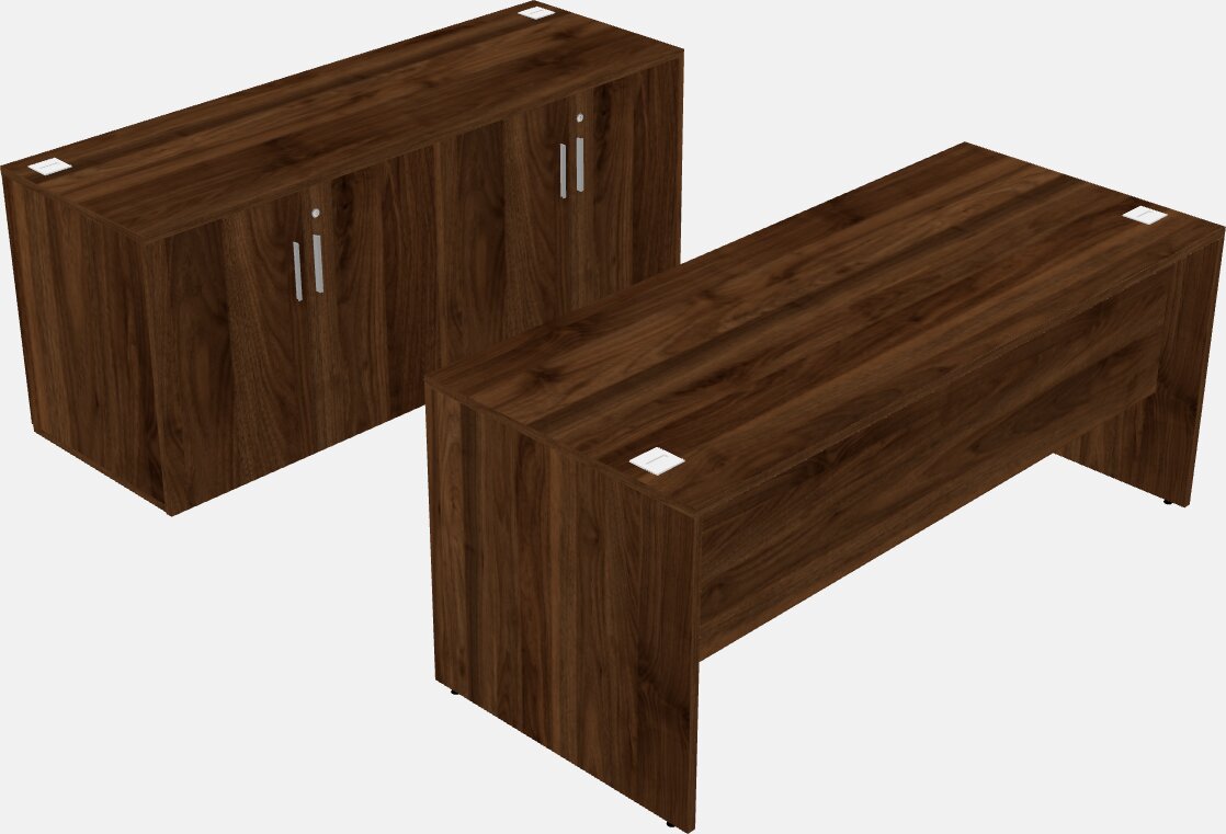 Classic Rectangular Desk With Credenza