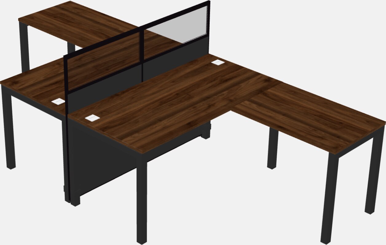 Shared L-shaped Desks - Panel/metal Frame