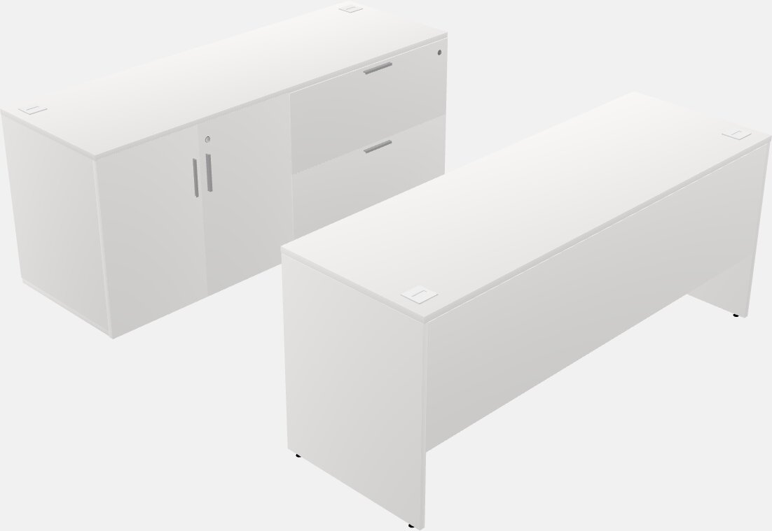 Classic Rectangular Desk With Credenza