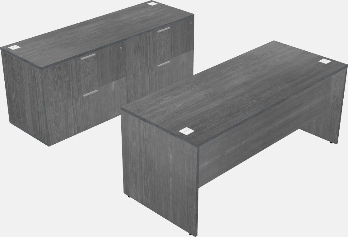 Classic Rectangular Desk With Credenza