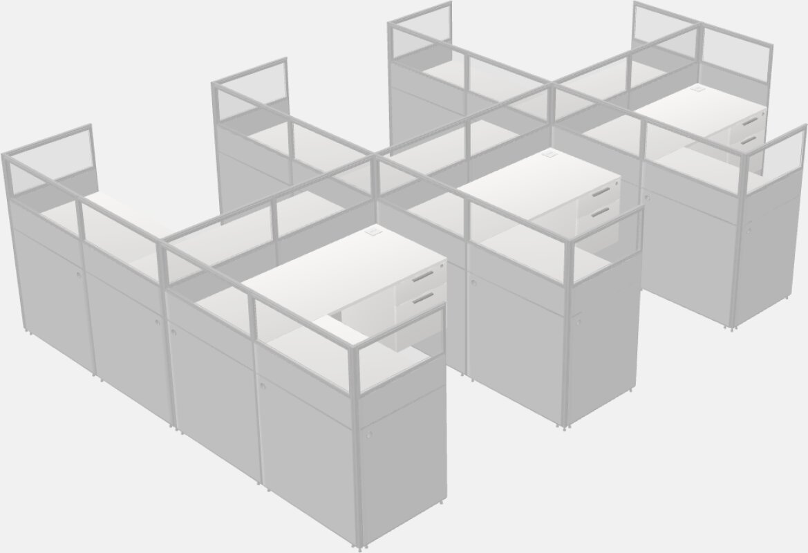 Shared l-shaped cubicle
