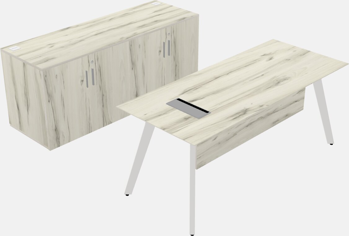 Office Desk - Solid Wood Frame - Credenza