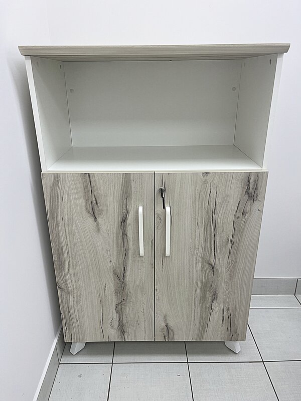 Medium height cabinet with open shelf