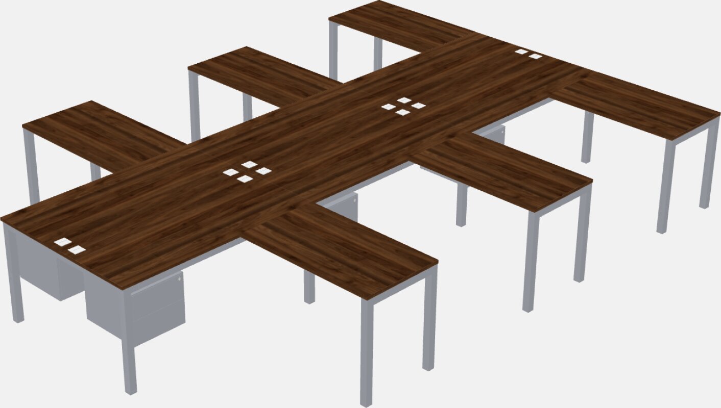 Nakabahaging l-shaped desk