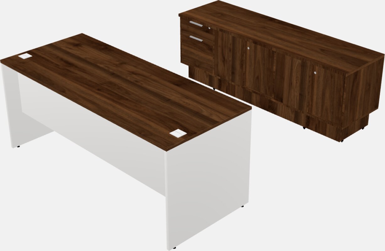 Parallel desk with credenza
