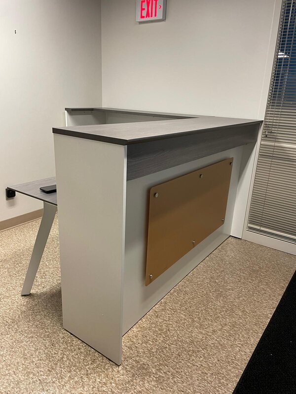 L-shaped reception desk
