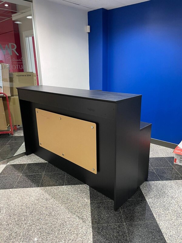 Slick Black L Shaped Reception Desk Officestock