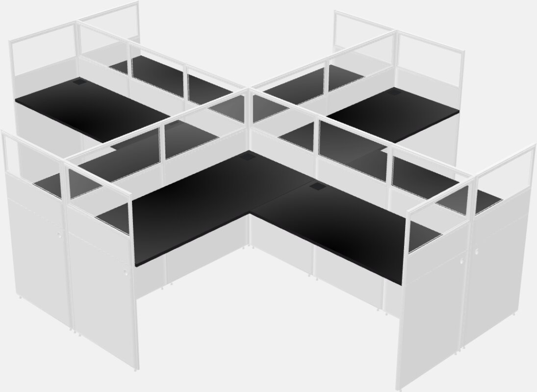 Cubículos compartidos en forma de l
