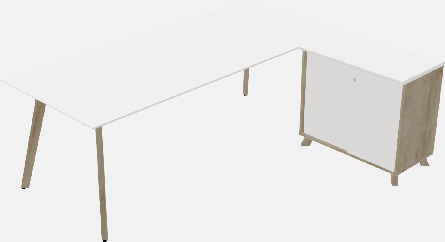 Modernong executive l-shaped desk - solid wood frame