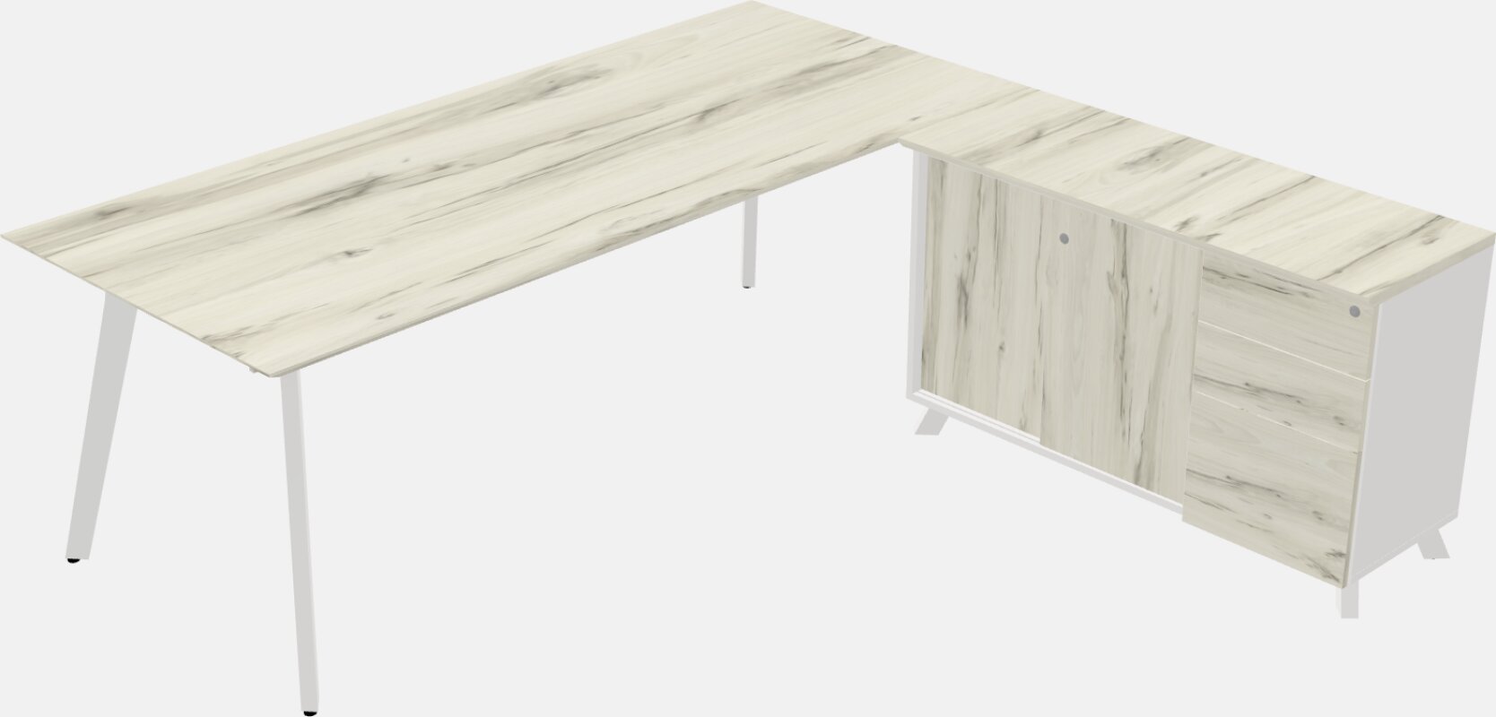 आधुनिक कार्यकारी एल-आकार का डेस्क - ठोस लकड़ी का फ्रेम