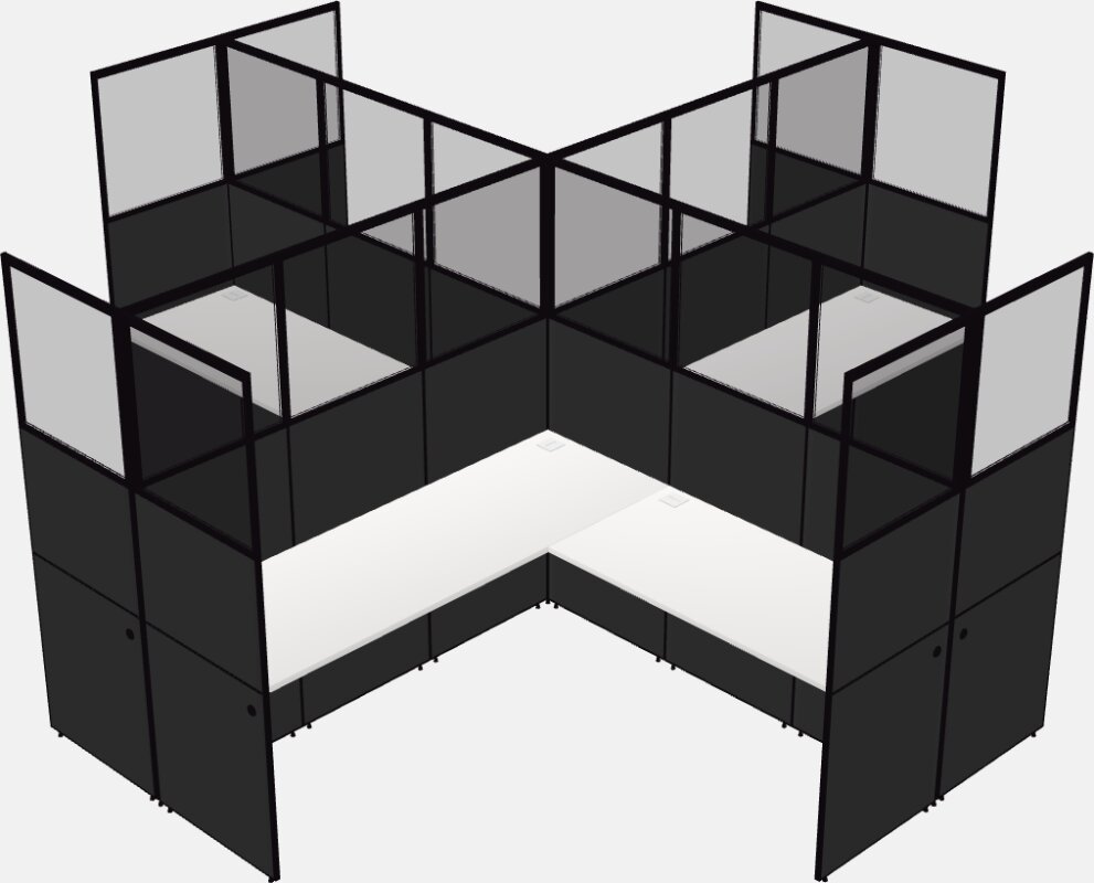Cubículos compartidos en forma de l