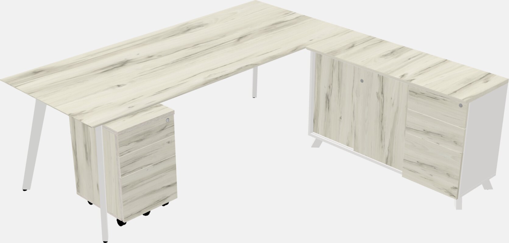 Modern executive l-shaped desk - solid wood frame