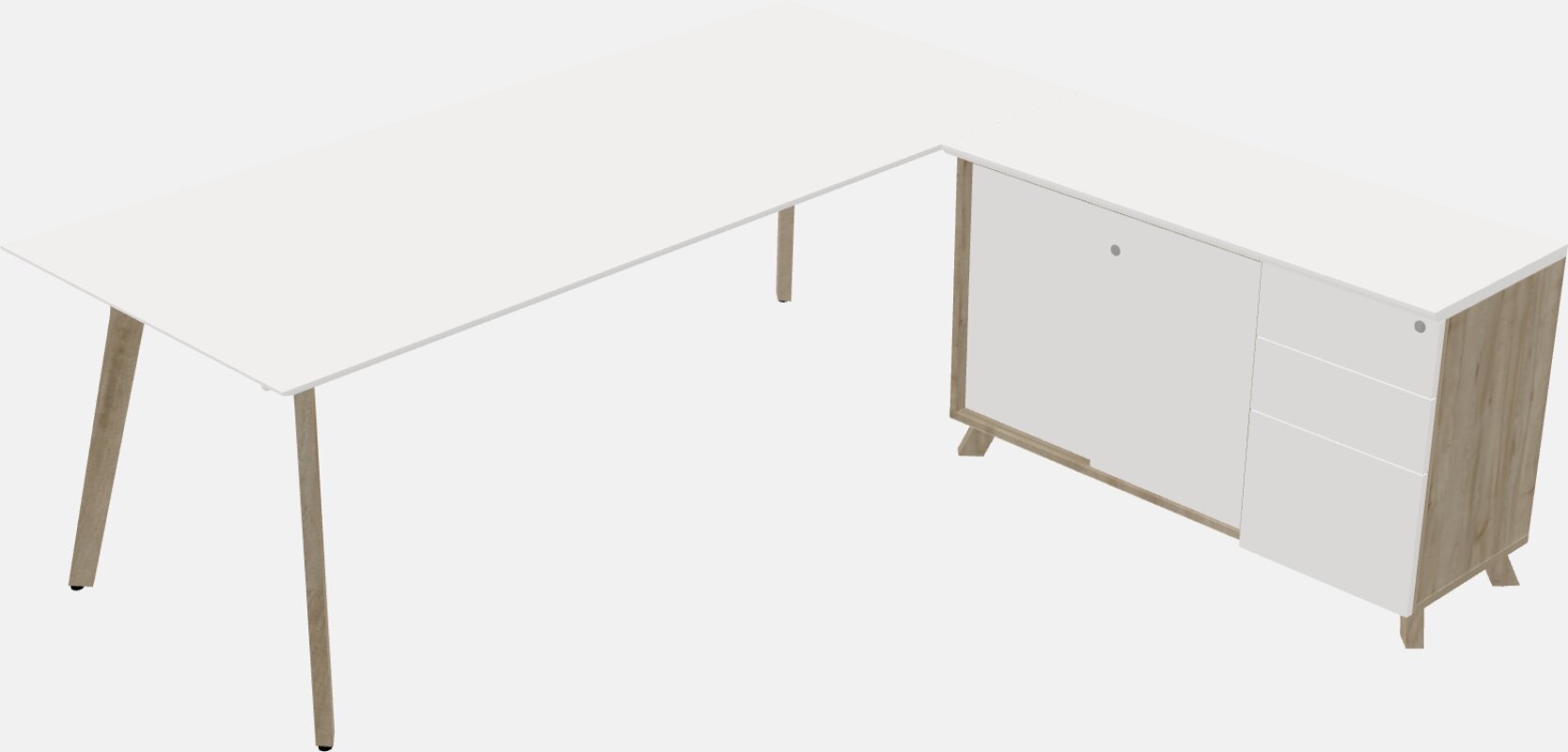 Modernong executive l-shaped desk - solid wood frame