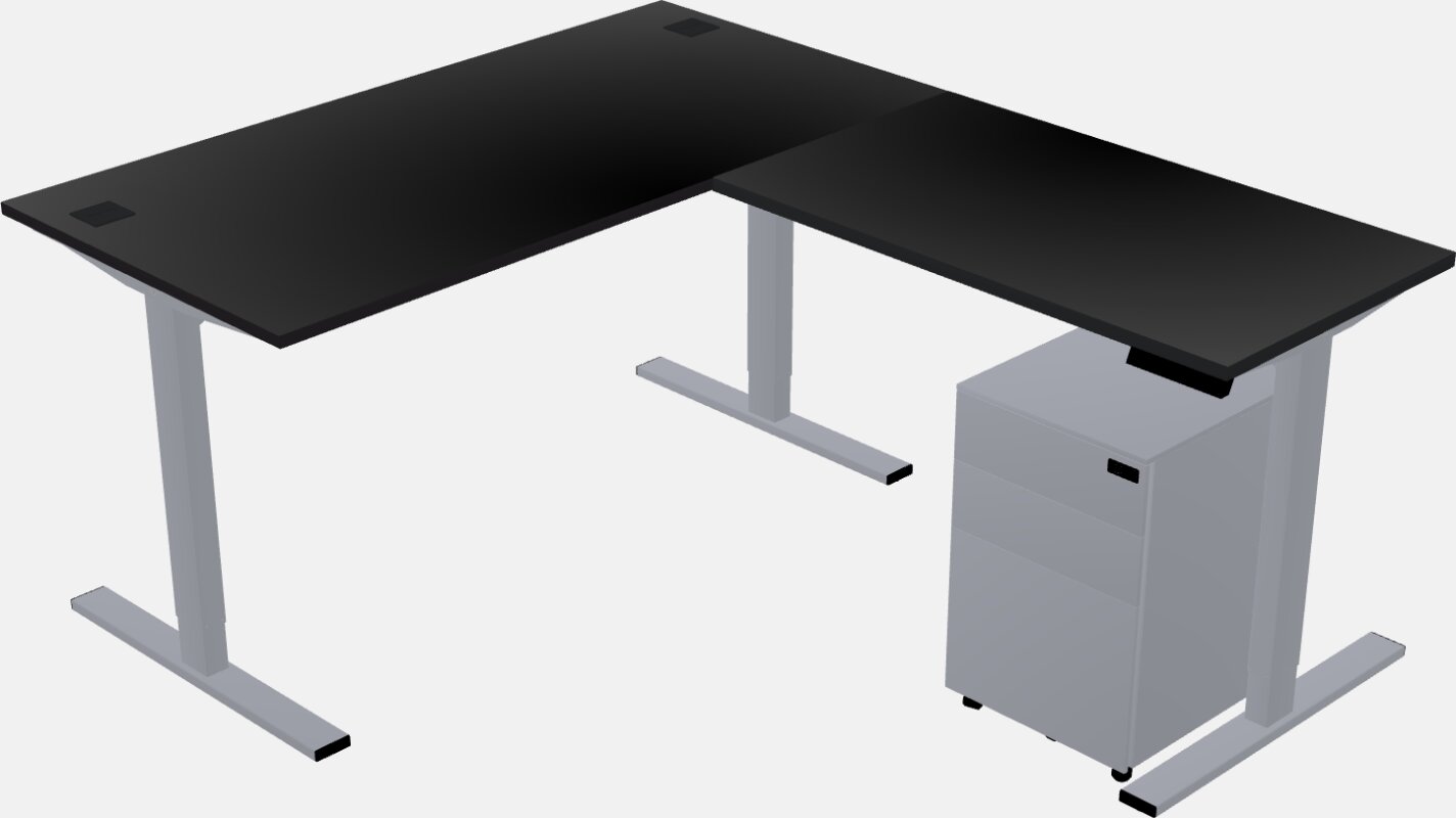 Sit-to-stand l-shaped desk
