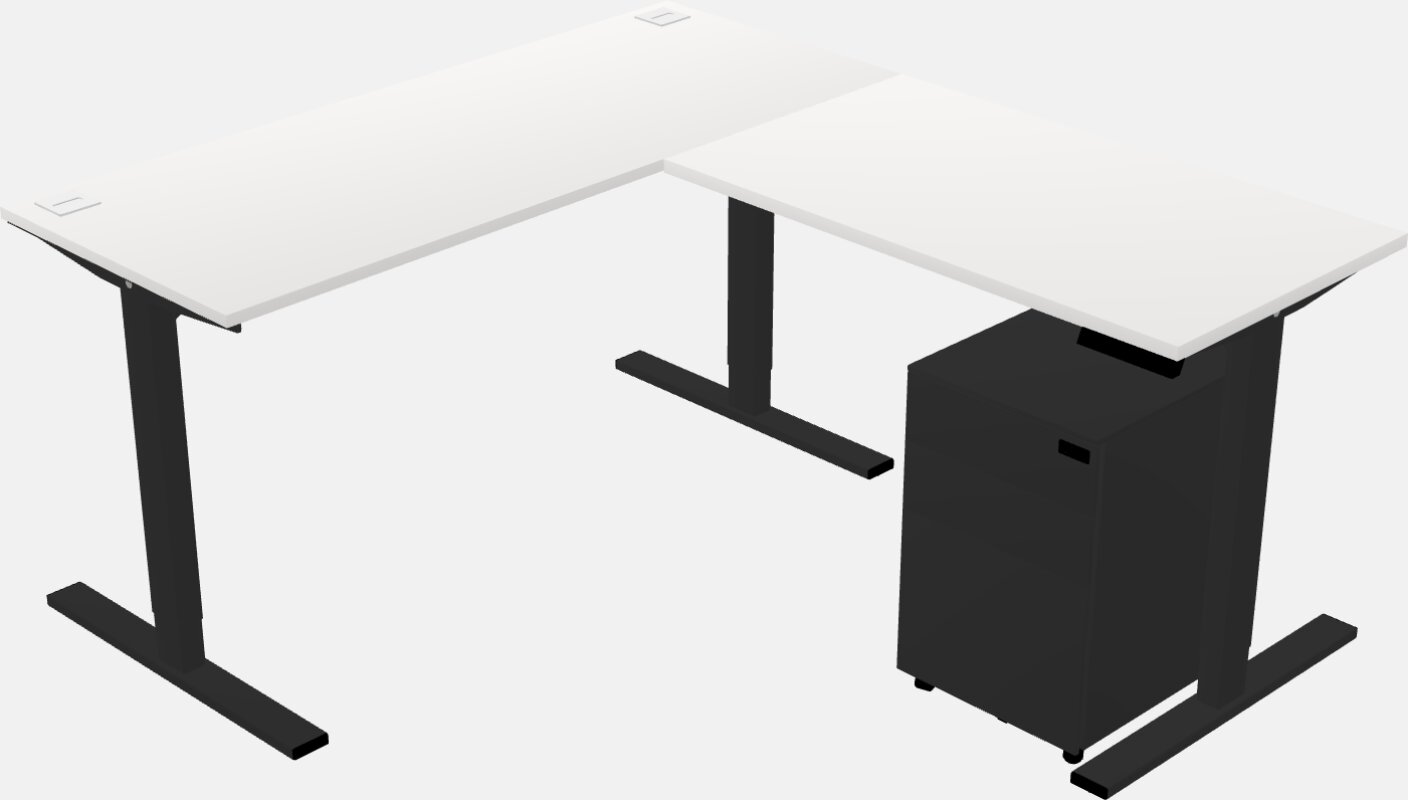 Mesa em forma de l sit-to-stand