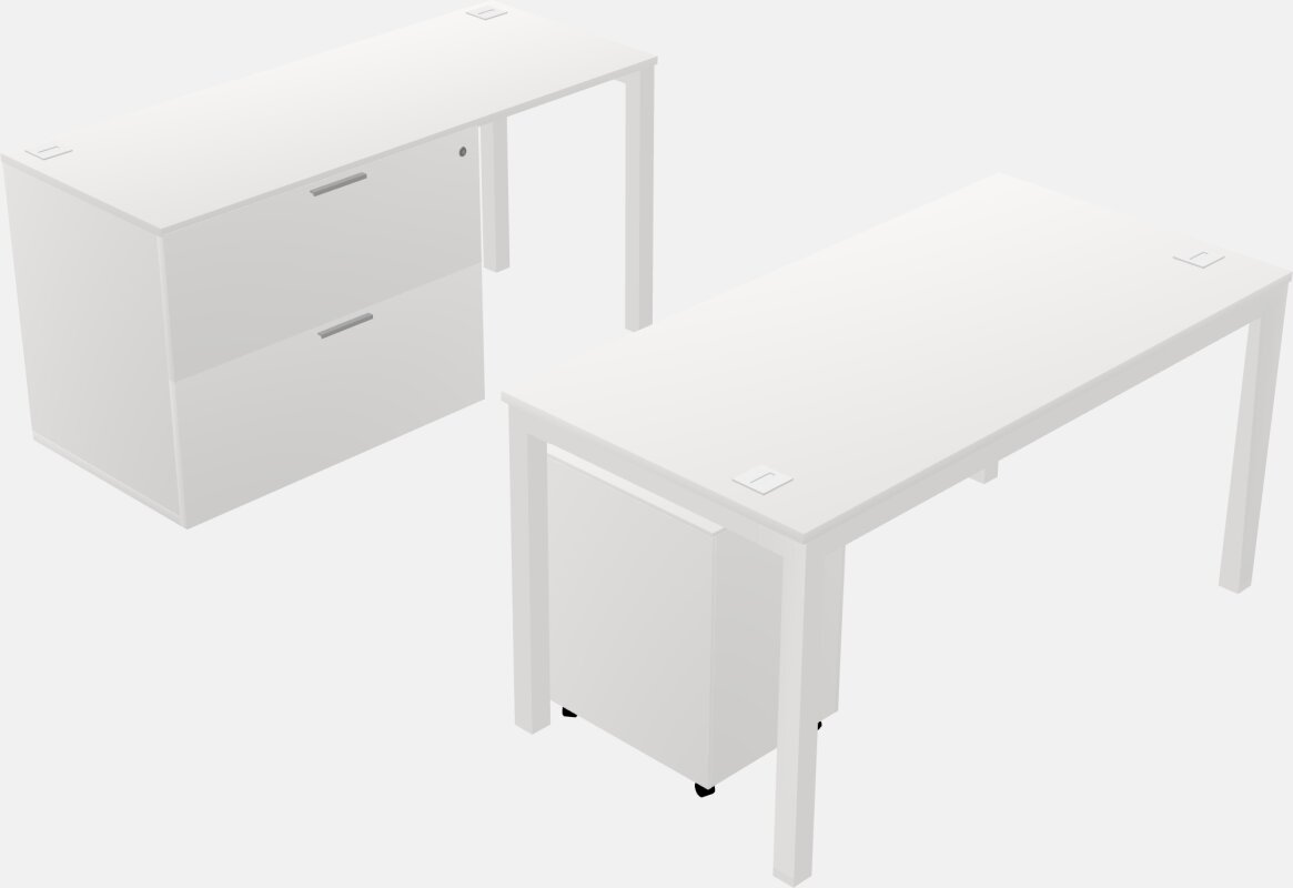 Parallel desk + file cabinet