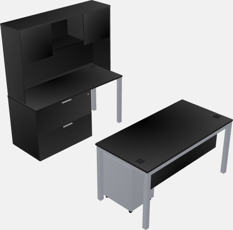 Parallel desk + file cabinet