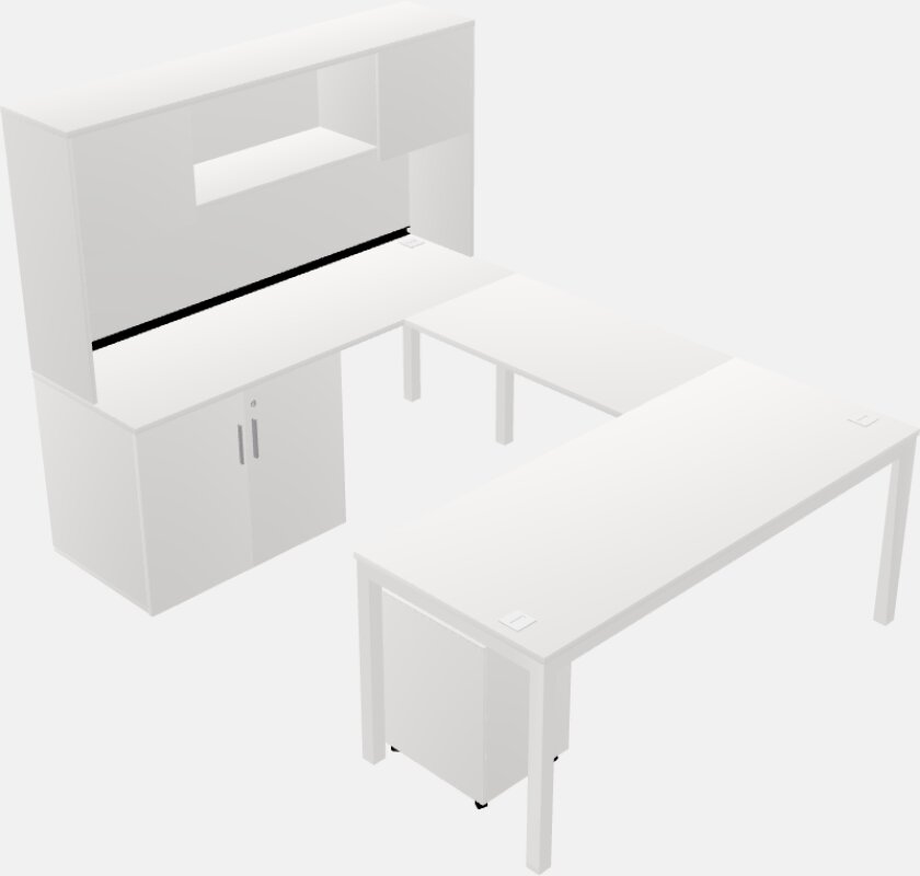 U型书桌+柜子