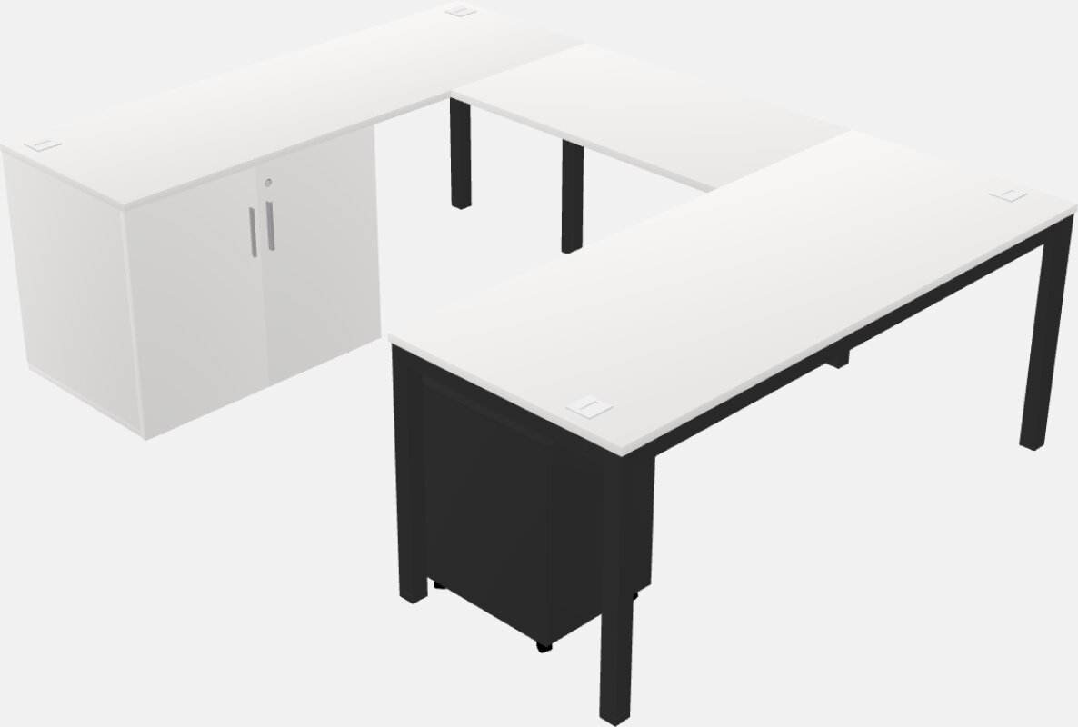 Mesa em forma de u + armário