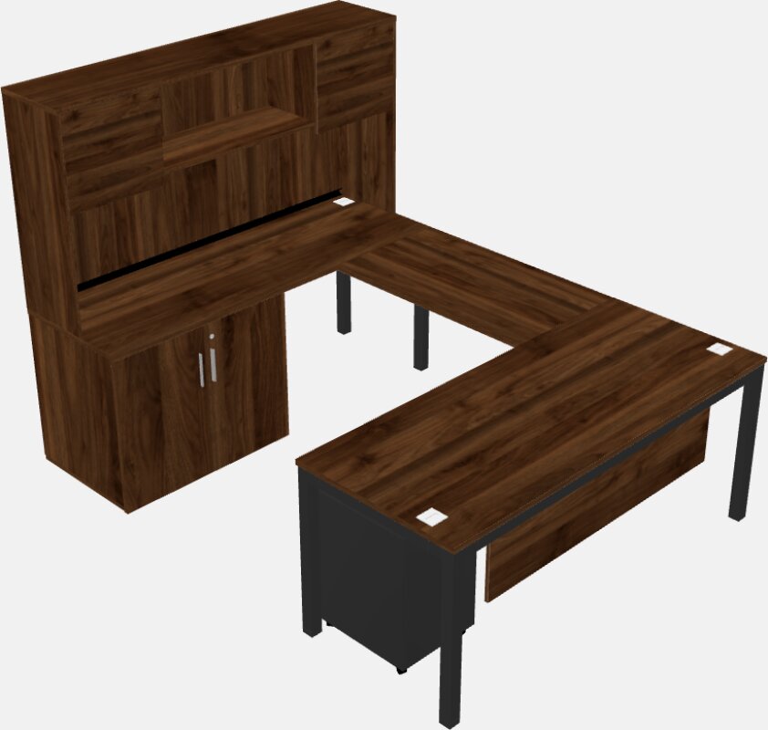 U-shaped desk + cabinet