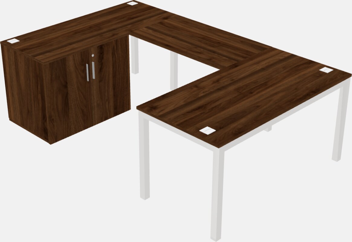 U-shaped desk + cabinet
