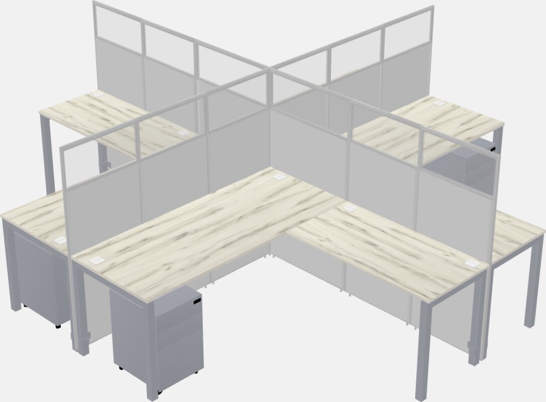 Shared l-shaped cubicles