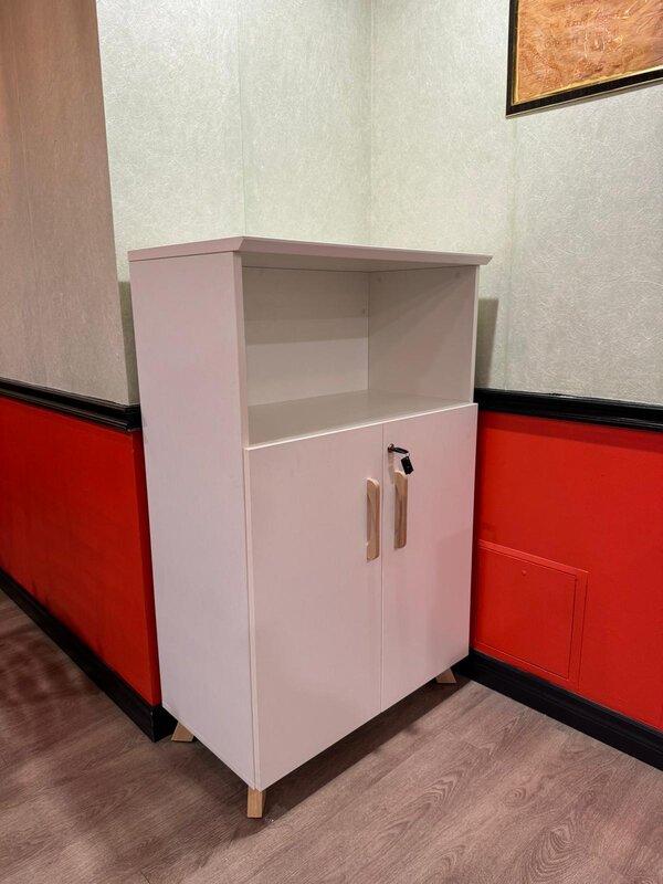 Medium height cabinet with open shelf
