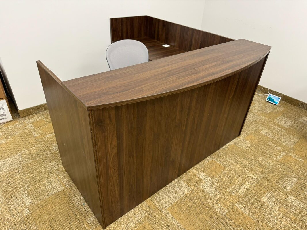 L-shaped reception desk