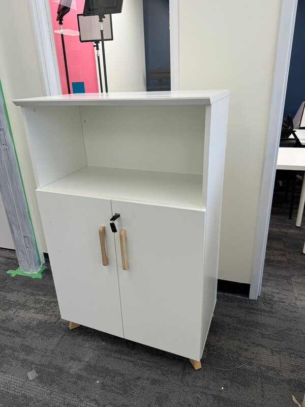 Medium height cabinet with open shelf