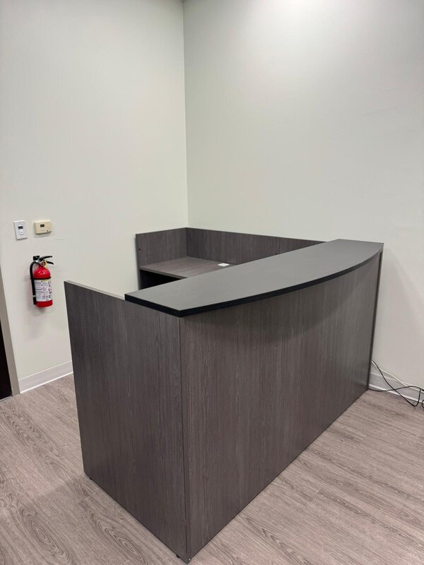 L-shaped reception desk