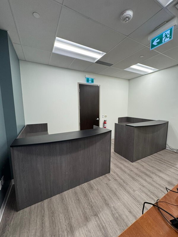 L-shaped reception desk