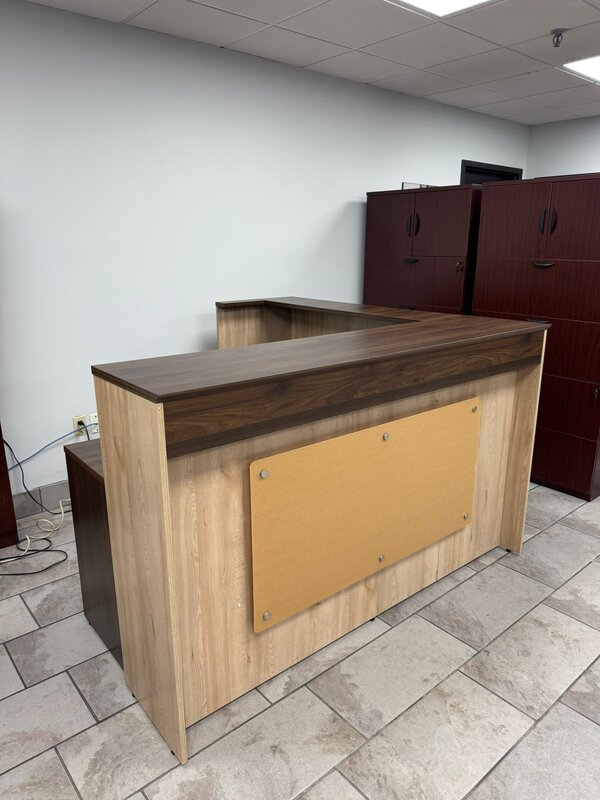 L-shaped reception desk