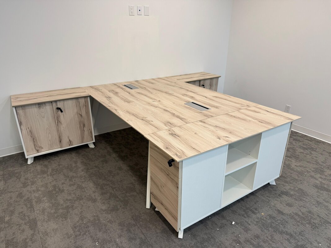 L-shaped shared desk