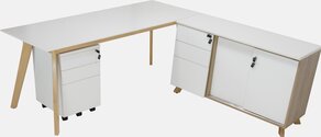 Modern Executive L-shaped Desk - Solid Wood Frame