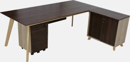 Modern Executive L-shaped Desk - Solid Wood Frame