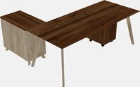 Modern Executive L-shaped Desk - Solid Wood Frame