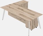 Modern Executive L-shaped Desk - Solid Wood Frame