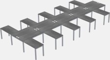 Shared L-shaped Desks - Metal Frame