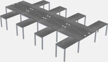 Shared L-shaped Desks - Metal Frame