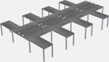 Shared L-shaped Desks - Metal Frame