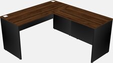 Brown l shaped desk with drawers