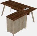 L-shaped Office Desk - Solid Wood Frame