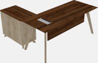 L-shaped Office Desk - Solid Wood Frame