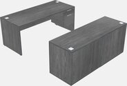 Classic Rectangular Desk With Credenza
