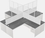Shared L-shaped Desk - Wooden - Panels