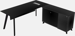 White l shaped office desk